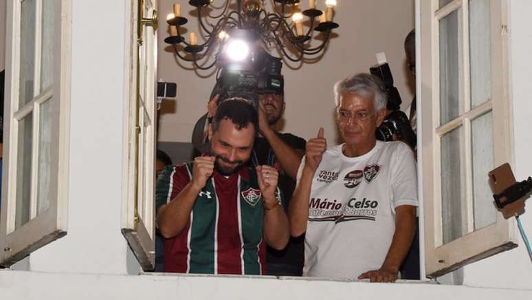 Mário e Celso, juntos, após terem vencido a eleição, em junho (Foto: MAILSON SANTANA/FLUMINENSE FC)