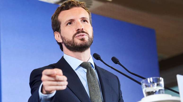 Pablo Casado &eacute; o secret&aacute;rio-geral e candidato do Partido Popular para as elei&ccedil;&otilde;es de novembro