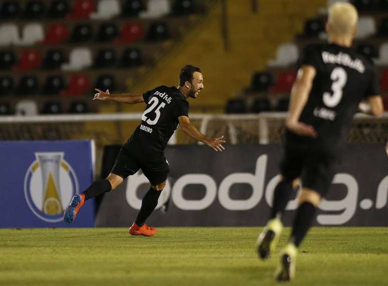 Thiago Ribeiro fez o gol da vitória do Bragantino contra o Botafogo de Ribeirão Preto já nos acréscimos do segundo tempo