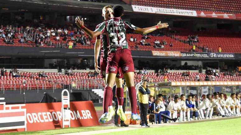Marcos Paulo e Caio Henrique comemoram em vitória do Fluminense (Foto: Maílson Santana/Fluminense)