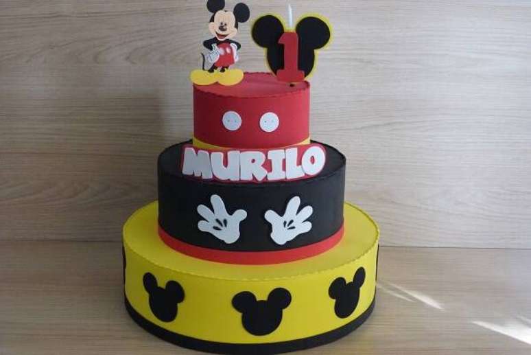 65. Modelo de bolo fake Mickey. Fonte: Pinterest