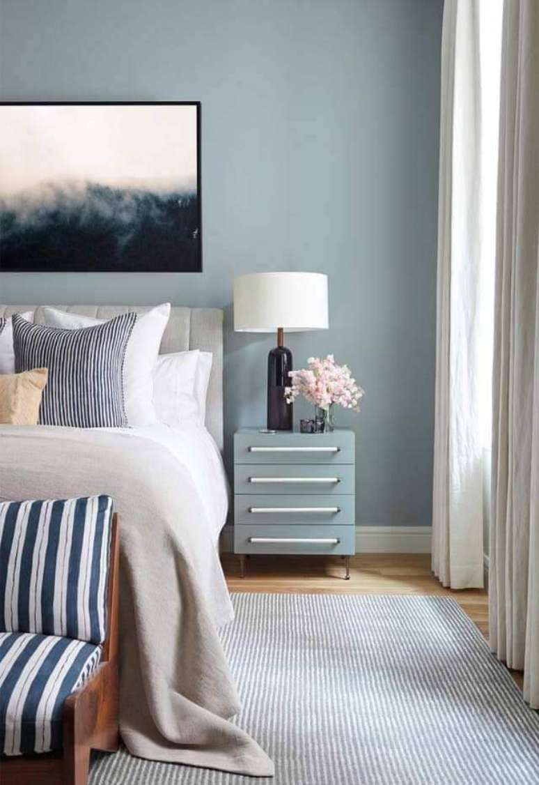 66. Quarto de casal azul claro &ndash; Por: Decor F&aacute;cil