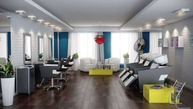 19. Parede azul para ambientes comerciais &ndash; Por: Revista VD