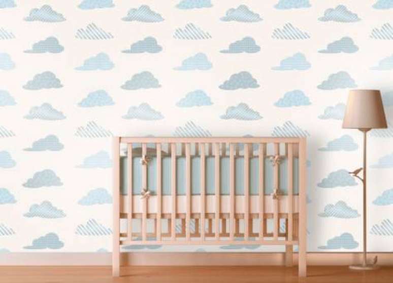 7. Temas para quarto de beb&ecirc; com nuvens na parede &ndash; Por: Apartamento Decorado Pequeno