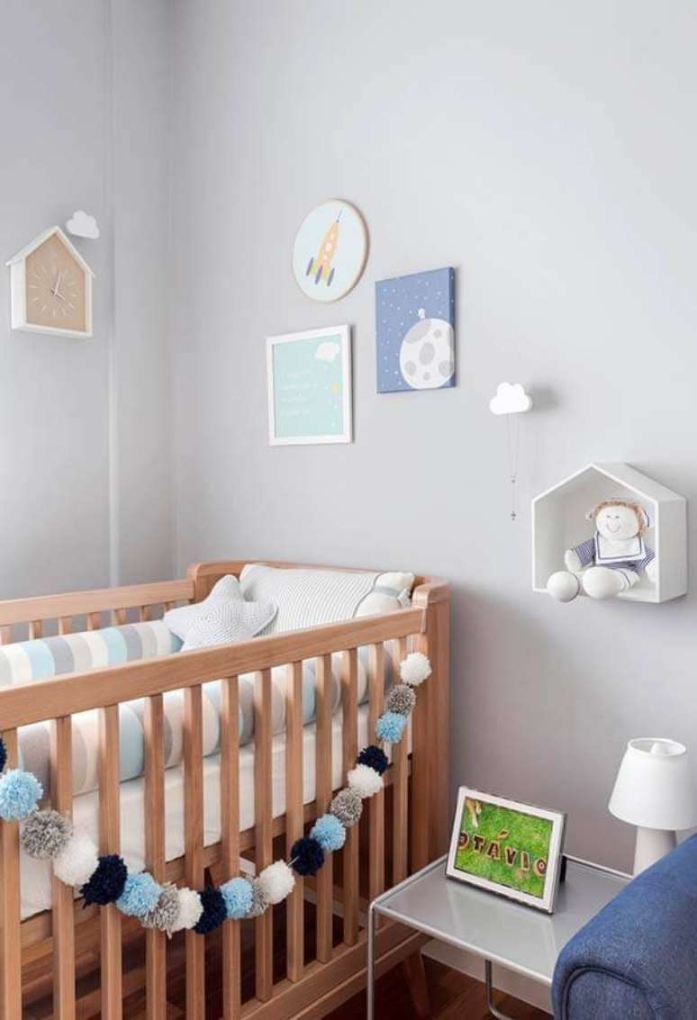 8. Temas para quarto de bebê azul e branco – Por: Pinterest