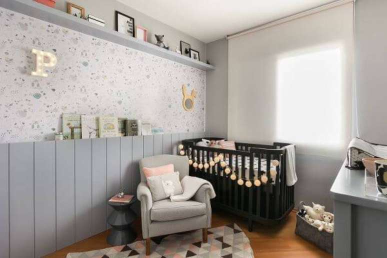 11. Temas para quarto de bebê cinza, rosa e preto – Por: Casa da Valentina