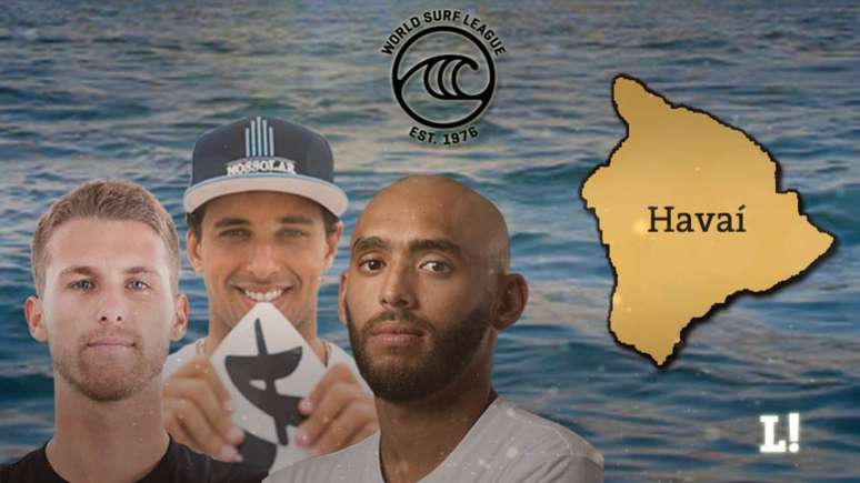 Jessé Mendes, Alex Ribeiro e Jadson André brigam por objetivos distintos no Havaí (Arte: Gabriel Pereira/LANCE!)
