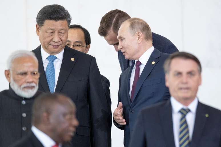 Presidentes do Brics durante reuni&atilde;o em Bras&iacute;lia 14/11/2019 Pavel Golovkin/Pool via REUTERS