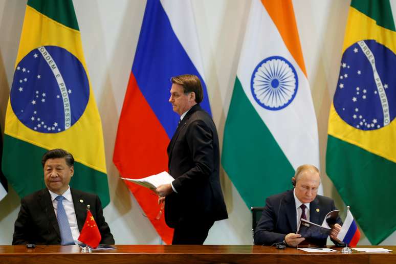 Presidentes Jair Bolsonaro, Xi Jinping (China) e Vladimir Putin (Rússia) participam de reunião da cúpula do Brics em Brasília
14/11/2019
REUTERS/Adriano Machado