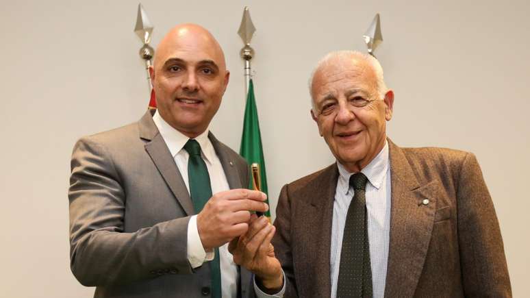Maurício Galiotte e Seraphim Del Grande, presidente do Conselho Deliberativo (Foto: Fabio Menotti)
