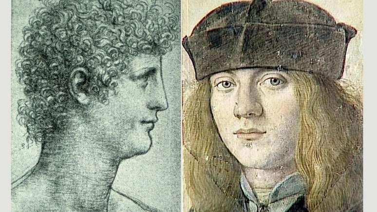Gian Giacomo Caprotti, o Salaí, (esq.) e Francesco Melzi (dir.) foram assistentes de Leonardo da Vinci