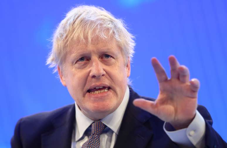 Premi&ecirc; brit&acirc;nico, Boris Johnson, durante confer&ecirc;ncia em Londres
18/11/2019 REUTERS/Simon Dawson 