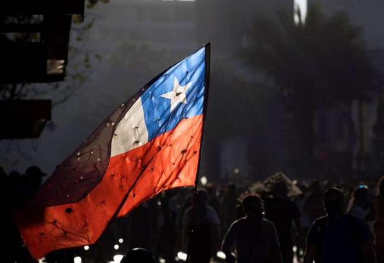 Manifestação contra o governo em Santiago, capital do Chile