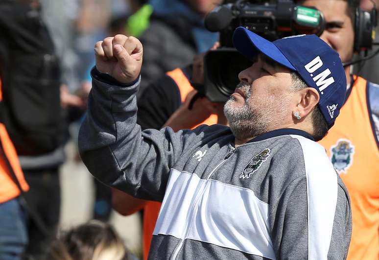 Diego Maradona durante partida do Gimnasia y Esgrima pelo Campeonato Argentino
15/09/2019 REUTERS/Agustin Marcarian