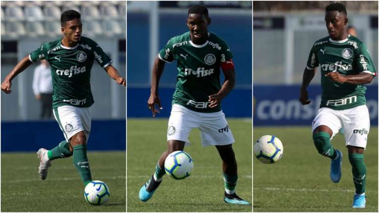 Gabriel Menino, Patrick de Paula e Angulo: garotos do Palmeiras em alta para 2020 (Foto: Ag. Palmeiras)
