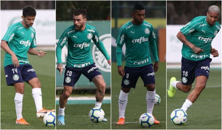 Gustavo Scarpa, Lucas Lima, Borja e Deyverson não se firmaram em 2019 (Foto: Montagem/Ag. Palmeiras)