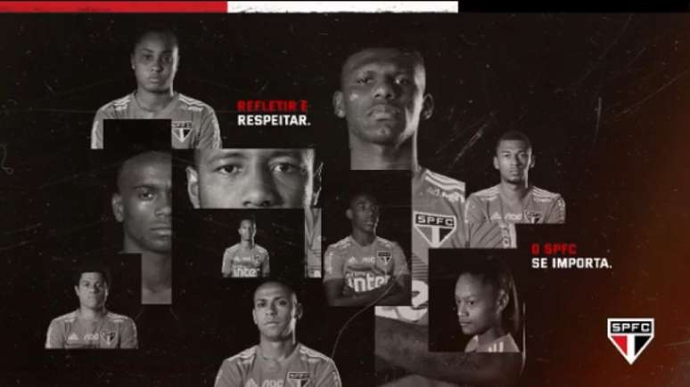 Atletas do São Paulo participaram da campanha contra o racismo - FOTO: Reprodução