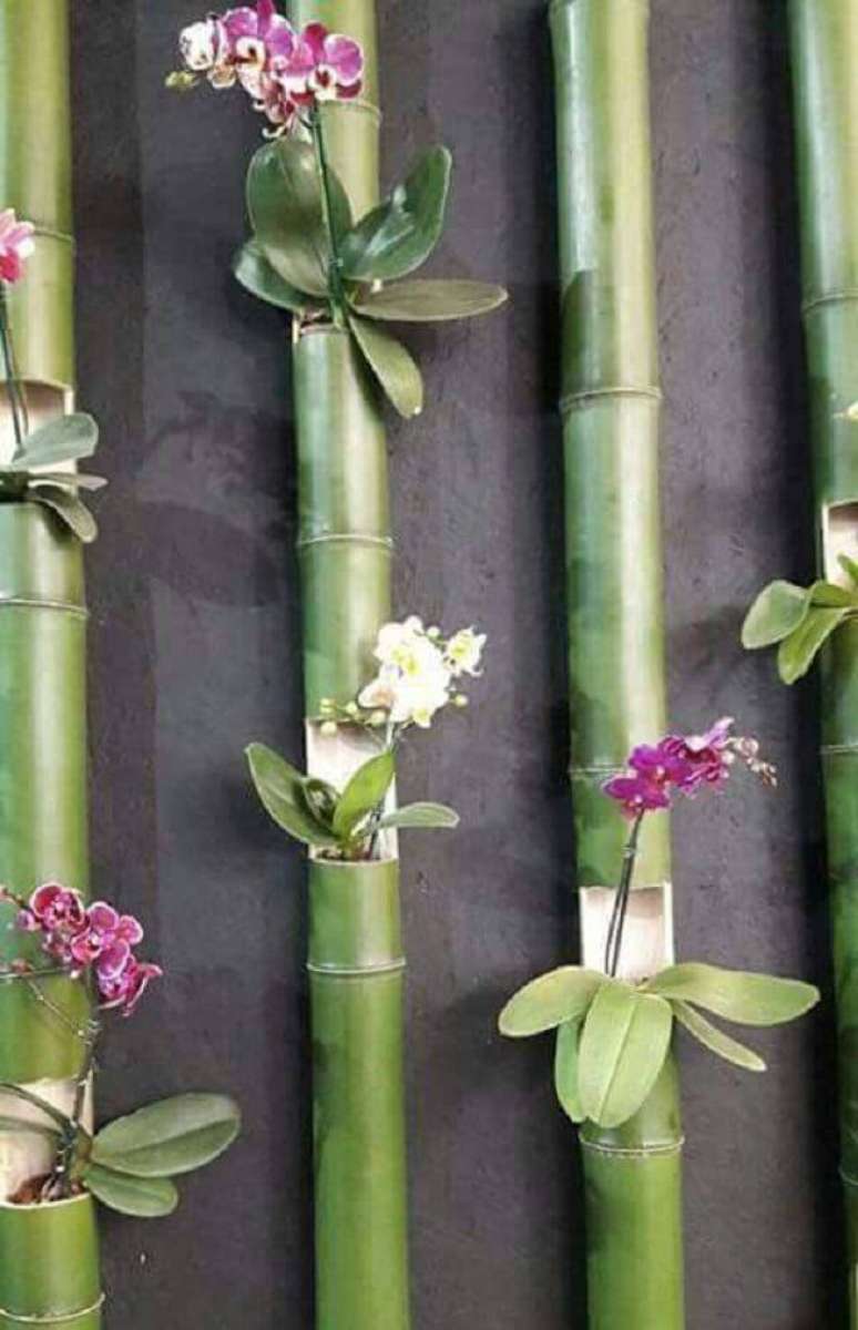 18. Jardim vertical delicado feito de artesanato com bambu. Fonte: Pinterest