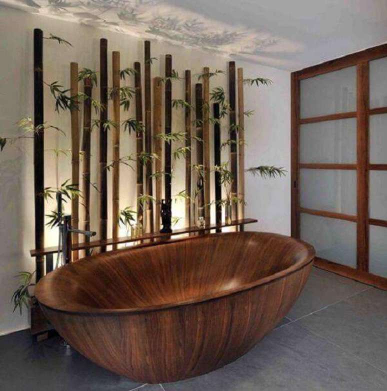 69. Artesanato com bambu decora a área do banheiro. Fonte: Pinterest