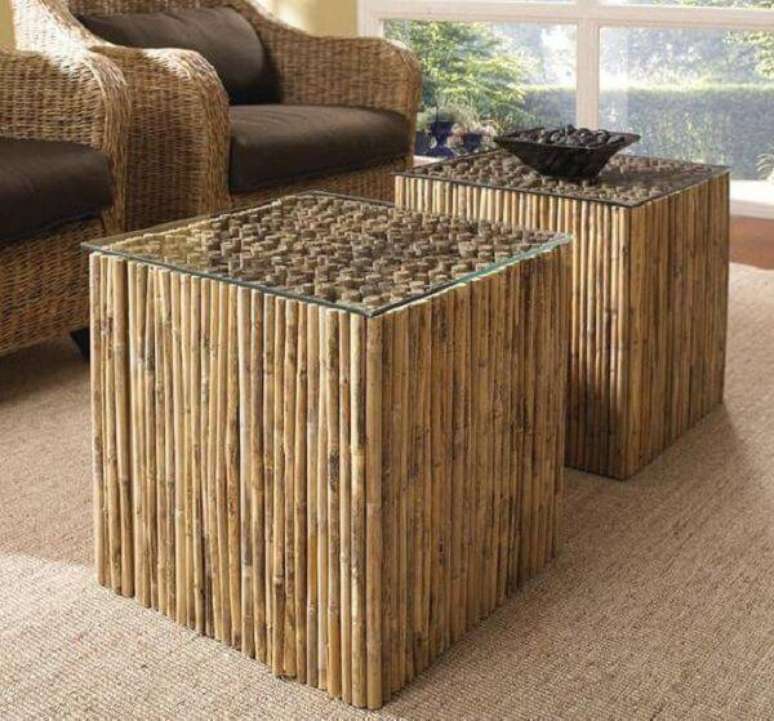 73. Mesa de centro feita de artesanato com bambu. Fonte: Pinterest