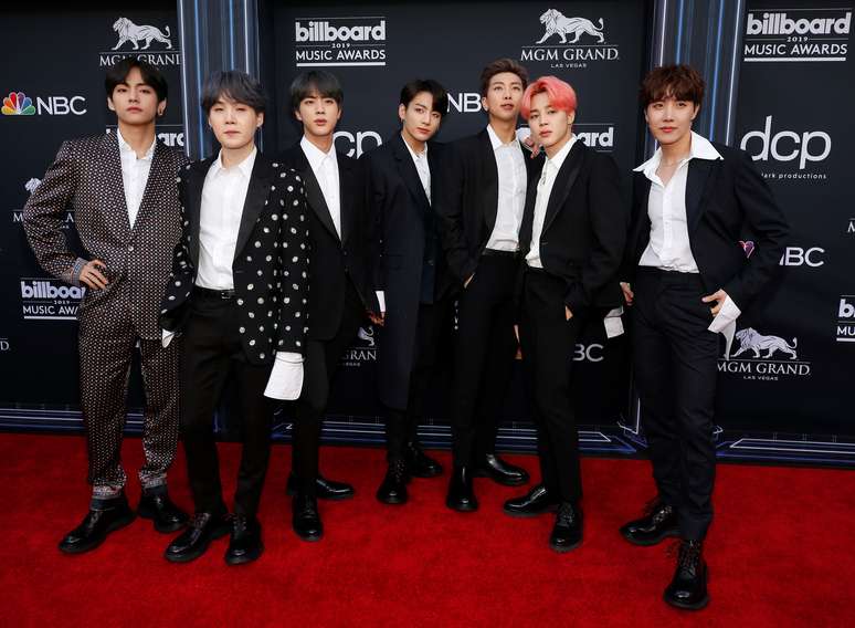 Integrantes da banda coreana BTS no tapete vermelho de premiação da Billboard em Las Vegas, EUA
01/05/2019
REUTERS/Steve Marcus