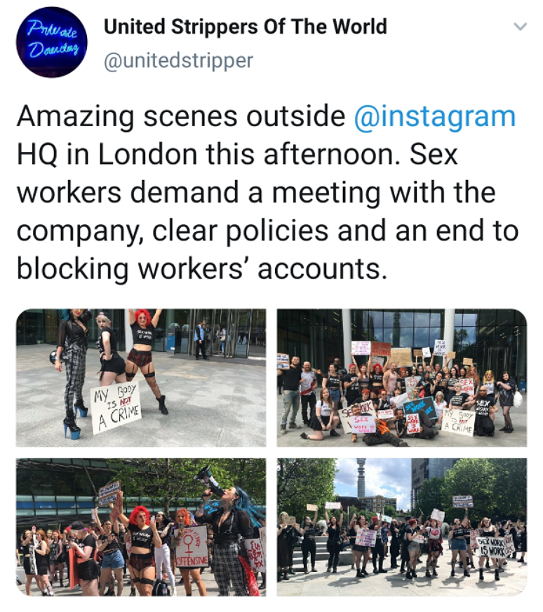 Post mostra imagens de protesto em frente &agrave; sede do Instagram em Londres