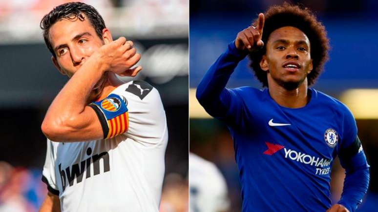 Parejo e Willian comandam Valencia e Chelsea, respectivamente, nesta quarta-feira (Foto: Divulgação)