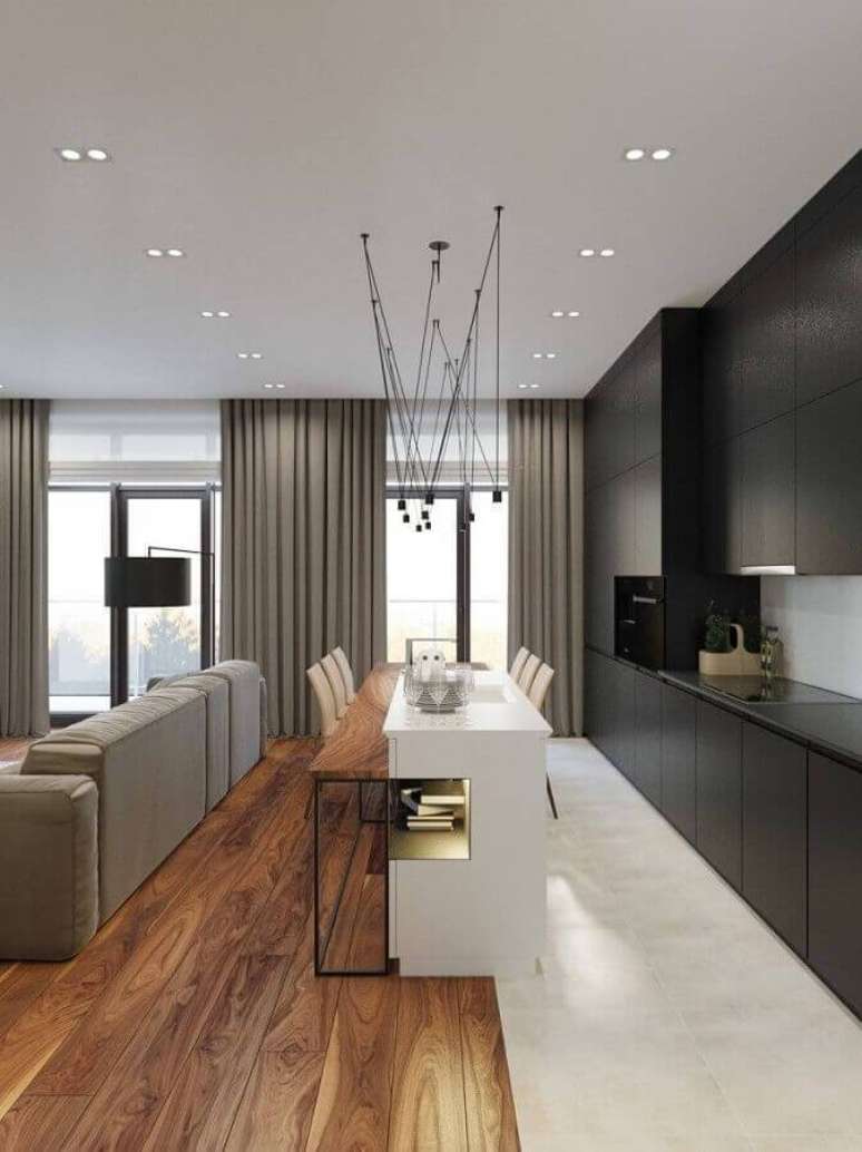 68. Decora&ccedil;&atilde;o para cozinhas modernas com ilha integradas &agrave; sala &ndash; Foto: Behance