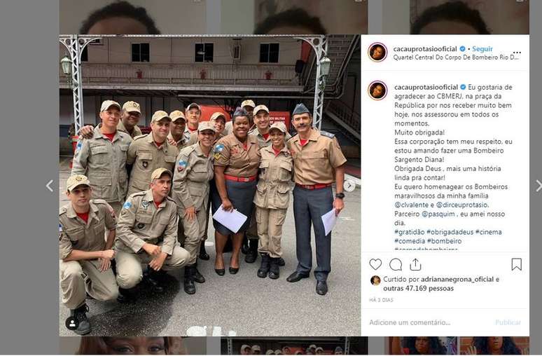 Atriz Cacau Protásio foi vítima de racismo após gravar filme em quartel do Corpo de Bombeiros do Rio