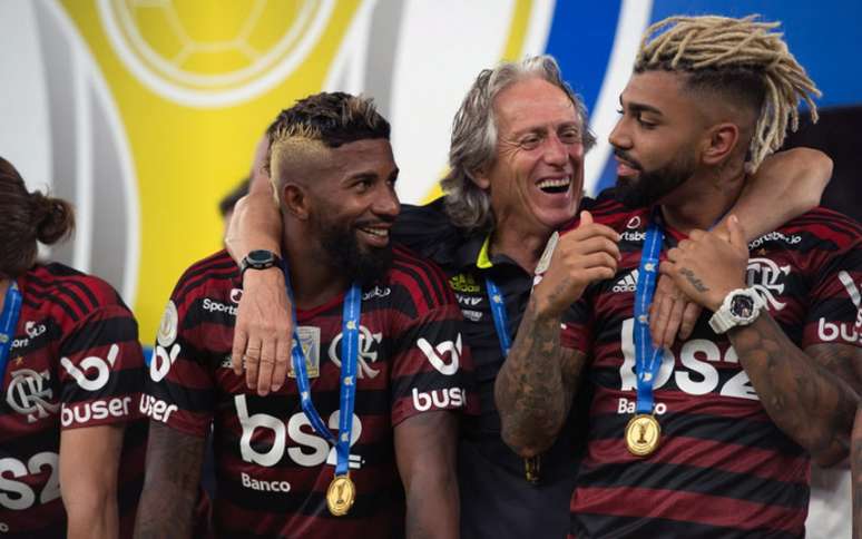 Jesus comentou sobre Gabigol após a festa do título brasileiro na última noite (Foto: Alexandre Vidal / Flamengo)