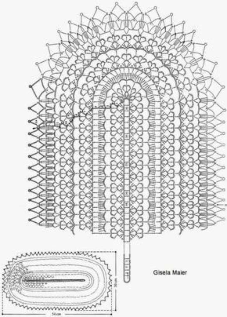 11. Gr&aacute;fico de tapete de croch&ecirc; oval com pontas. Fonte: Pinterest