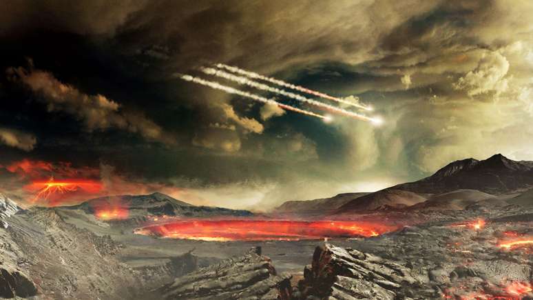 Um artista da Nasa ilustra como teria sido o bombardeio de meteoritos na Terra