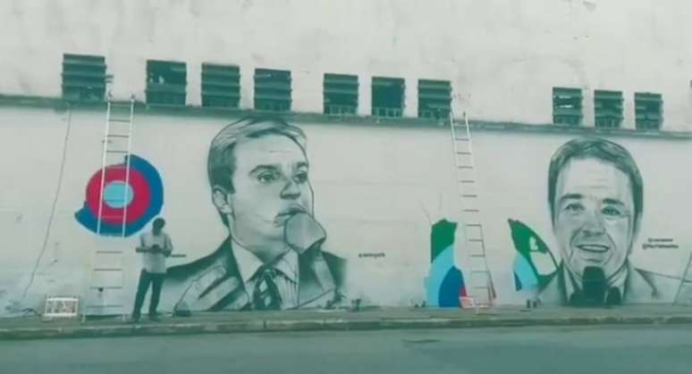 Mural em homenagem a Gugu Liberato feito pelo artista plástico Paulo Terra.
