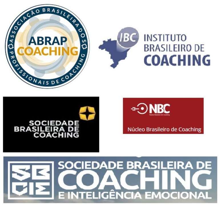 Logos de algumas instituições de coaching com nomes parecidos.