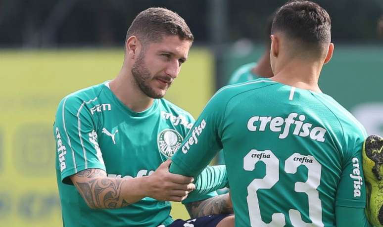 Zé Rafael e Raphael Veiga tratam pancada e não treinaram com os companheiros (Agência Palmeiras/Divulgação)