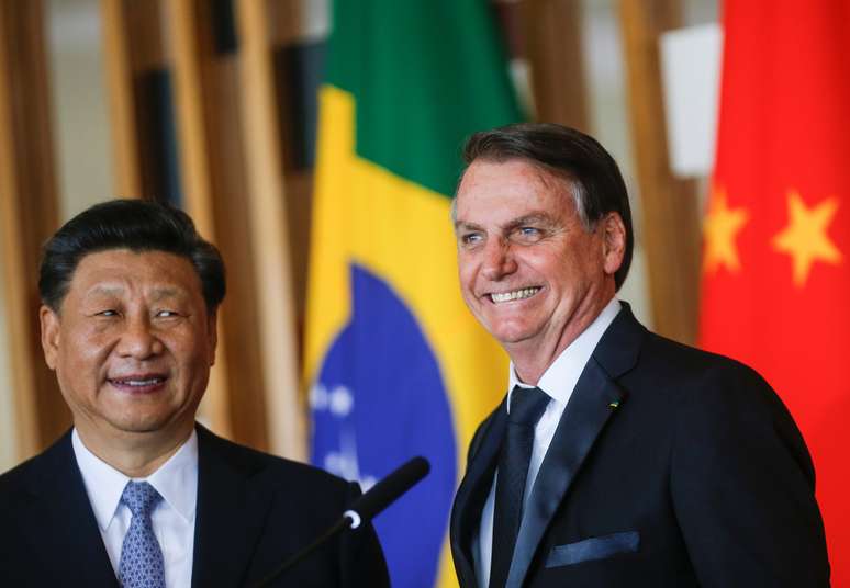 Presidente Jair Bolsonaro e presidente chinês, Xi Jinping, durante encontro em Brasília
13/11/2019
REUTERS/Adriano Machado