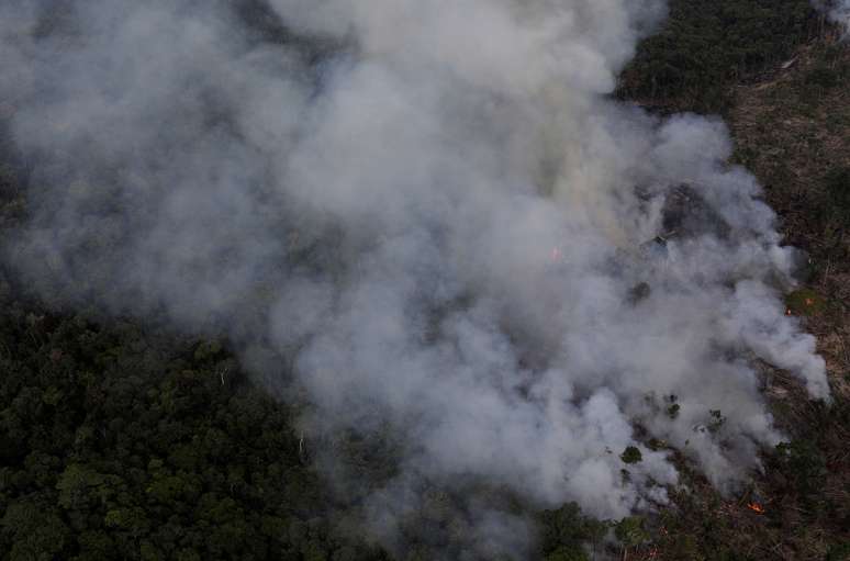 Vista áerea de trecho da floresta amazônica sendo queimada no Pará
18/11/2019 REUTERS/Ricardo Moraes