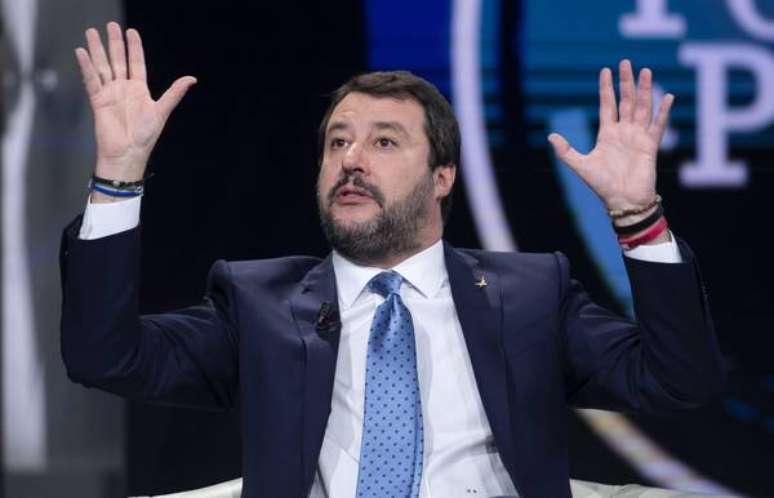 Matteo Salvini no programa de TV 'Porta a Porta'