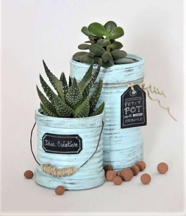 12. Latas decoradas com pintura em esmalte. Fonte: Pinterest