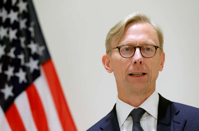 Representante especial dos EUA para o Irã, Brian Hook, durante entrevista coletiva em Londres
28/06/2019 REUTERS/Simon Dawson 