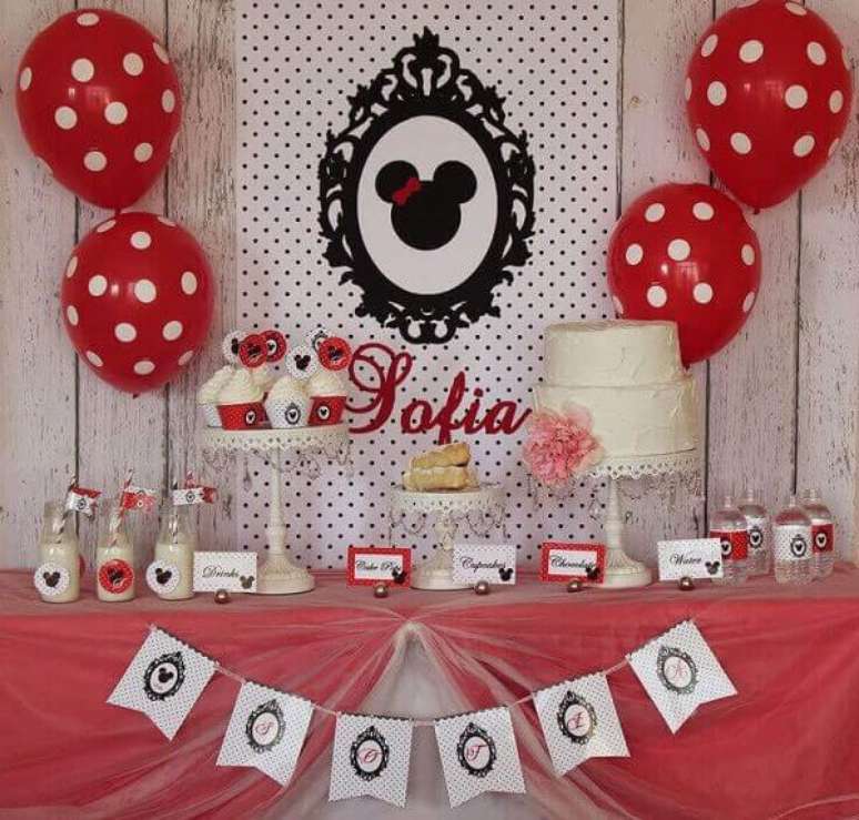 80 – Aposte em bexigas vermelhas na decoração de festa da minnie. Fonte: COnstruindoDecor