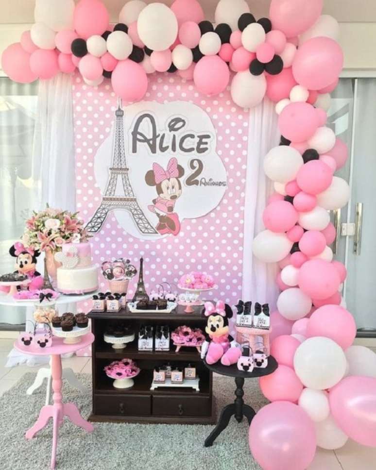 30 – Decoração para festa intimista com o tema da Minnie. Fonte: Pinterest