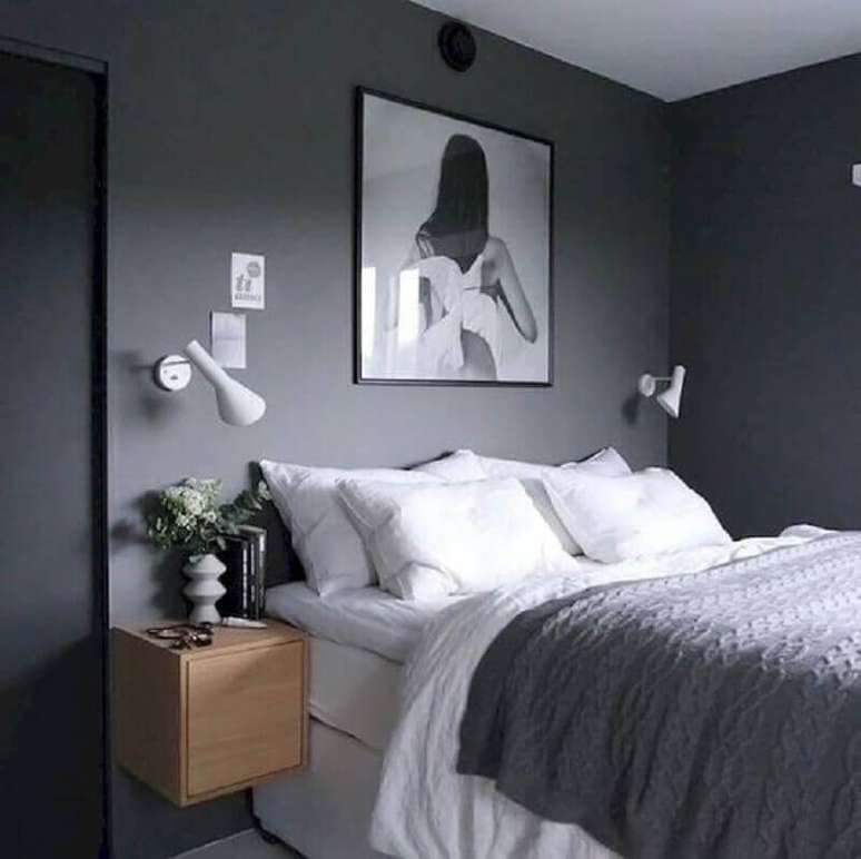 64. Tons de cinza para parede de quarto feminino moderno – Foto: FBH Decorations Ideas