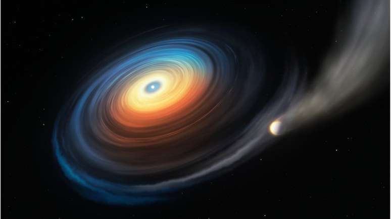 Ilustração: planeta gigante está perdendo sua atmosfera para estrela anã branca