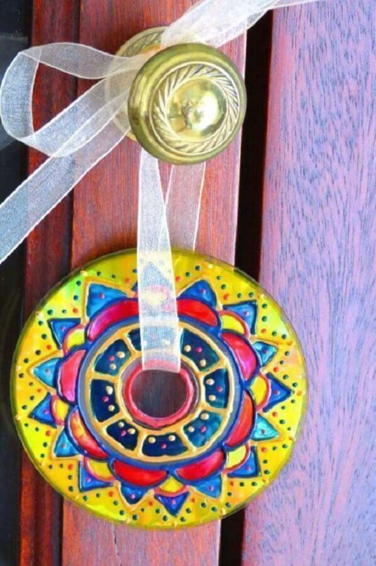 29. Artesanato com CD para porta. Fonte: Pinterest