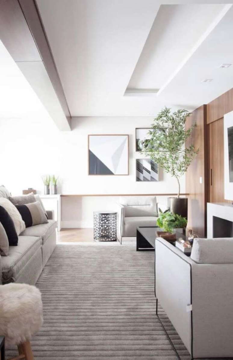 52. Rebaixamento de gesso para sala de estar. Via: Pinterest