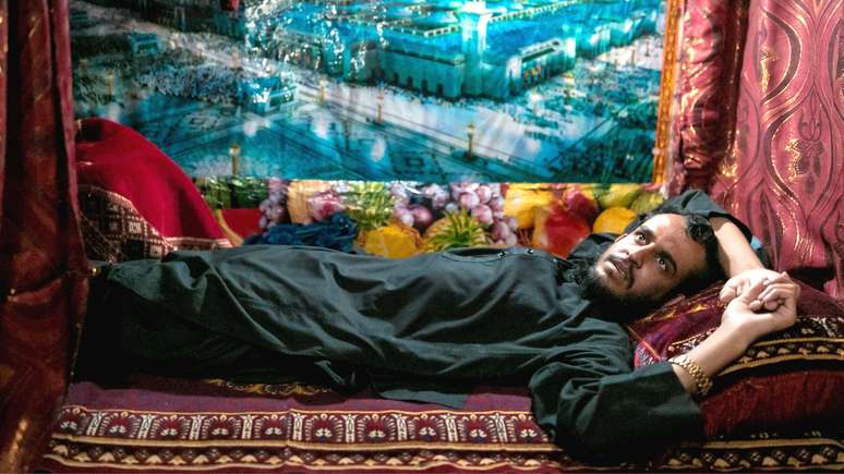 Um poster de Medina em uma cela na pris&atilde;o Pul-e-Charkhi