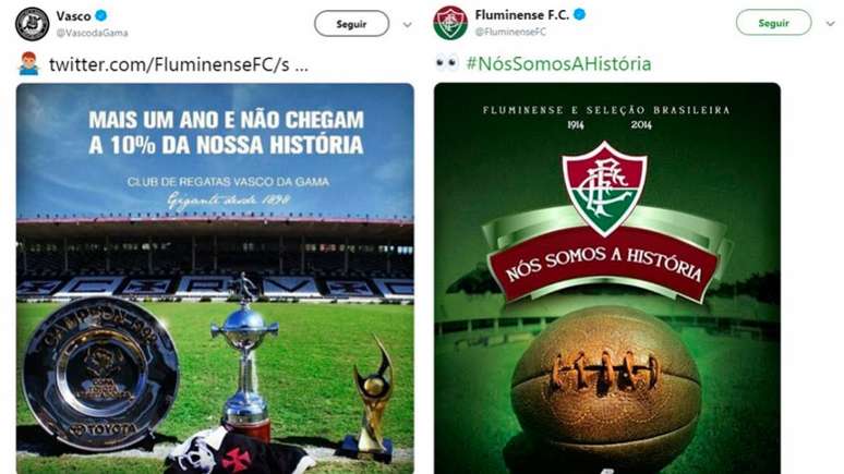 Tricolor brincou com frase escolhida de mosaico da torcida do Vasco (Foto: Reprodução/Twitter)