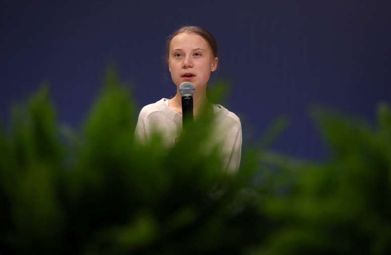 Ativista sueca Greta Thunberg discursa durante a COP25, em Madri
10/12/2019 REUTERS/Sergio Perez