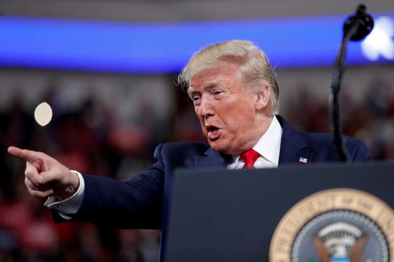 Presidente dos EUA, Donald Trump, durante evento de campanha na Pensilvânia
10/12/2019 REUTERS/Tom Brenner